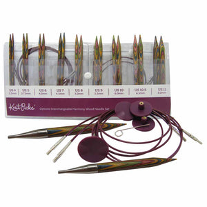 Knit Picks 5" Interchangeable Rainbow Wood Needle Set