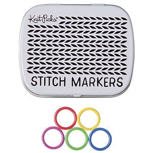 Knit Picks Enamel Stitch Markers and Tin - Rainbow