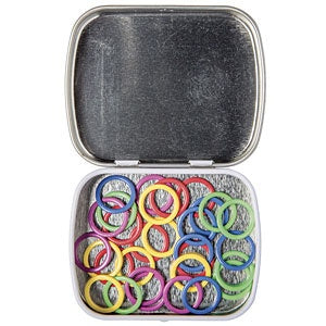 Knit Picks Enamel Stitch Markers and Tin - Rainbow